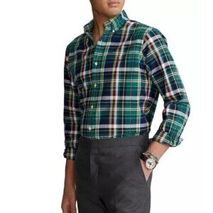 Ralph Lauren Plaid Button Up Men’s Slim Fit Stretch Blue Label Oxford Shirt (XL)